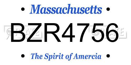 BZR4756 Massachusetts License Plate