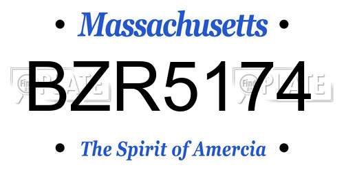 BZR5174 Massachusetts License Plate