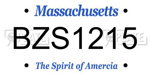BZS1215 Massachusetts License Plate