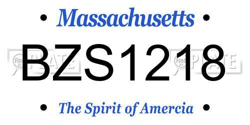 BZS1218 Massachusetts License Plate