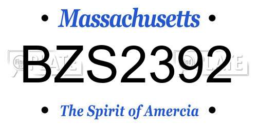 BZS2392 Massachusetts License Plate