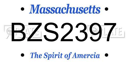 BZS2397 Massachusetts License Plate