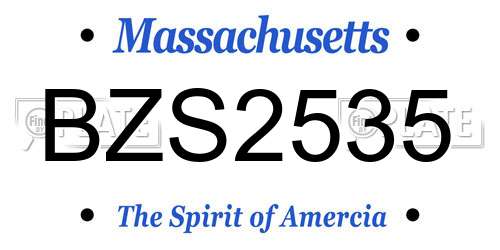 BZS2535 Massachusetts License Plate