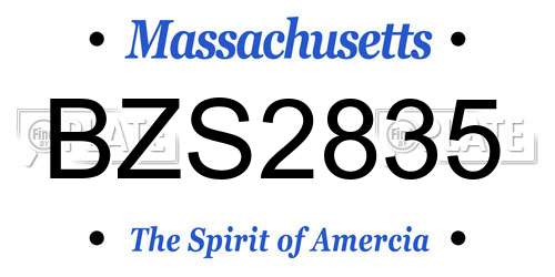 BZS2835 Massachusetts License Plate