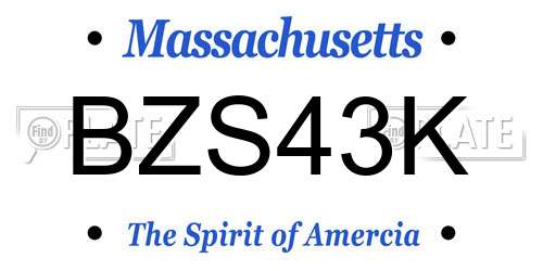 BZS43K Massachusetts License Plate