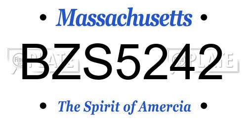 BZS5242 Massachusetts License Plate