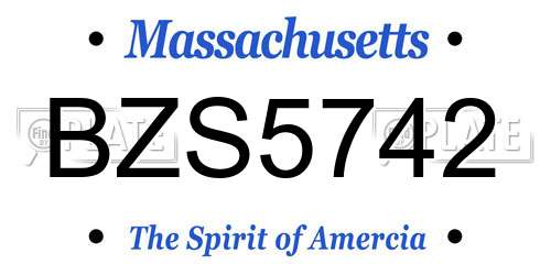 BZS5742 Massachusetts License Plate