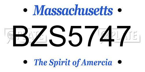 BZS5747 Massachusetts License Plate