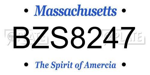 BZS8247 Massachusetts License Plate