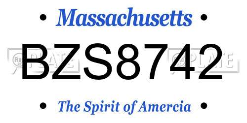 BZS8742 Massachusetts License Plate