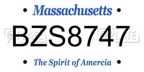 BZS8747 Massachusetts License Plate