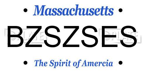 BZSZSES Massachusetts License Plate