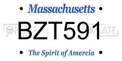 BZT591 Massachusetts License Plate