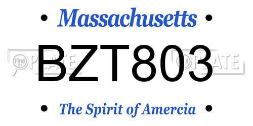 BZT803 Massachusetts License Plate