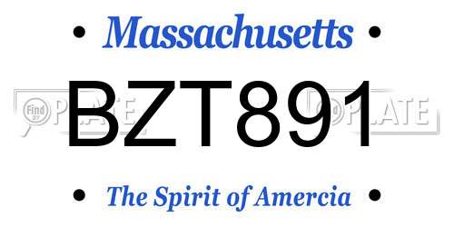 BZT891 Massachusetts License Plate