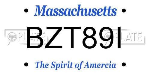 BZT89I Massachusetts License Plate