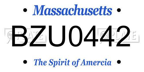 BZU0442 Massachusetts License Plate