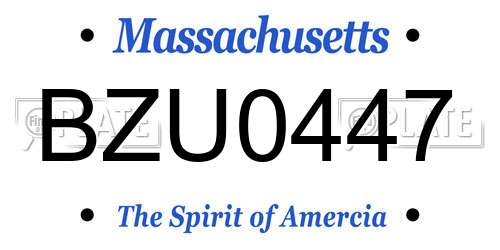 BZU0447 Massachusetts License Plate