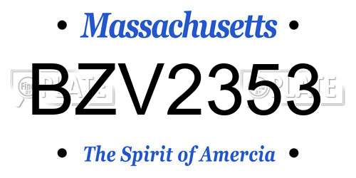 BZV2353 Massachusetts License Plate