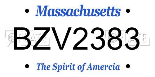 BZV2383 Massachusetts License Plate