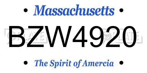 BZW4920 Massachusetts License Plate