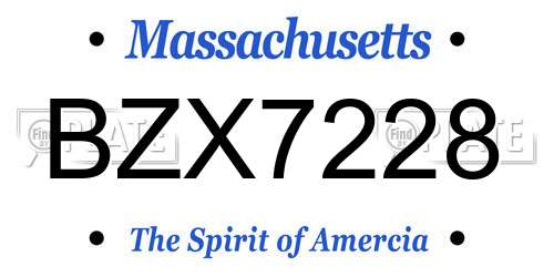 BZX7228 Massachusetts License Plate
