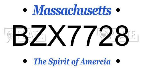 BZX7728 Massachusetts License Plate