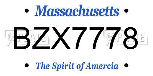BZX7778 Massachusetts License Plate
