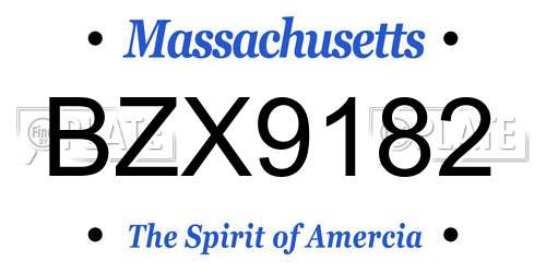 BZX9182 Massachusetts License Plate