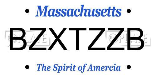 BZXTZZB Massachusetts License Plate