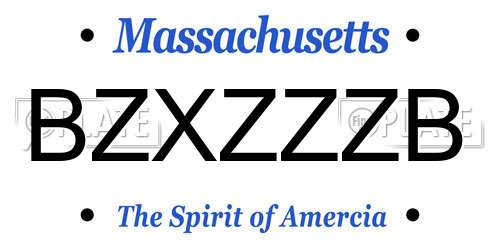 BZXZZZB Massachusetts License Plate