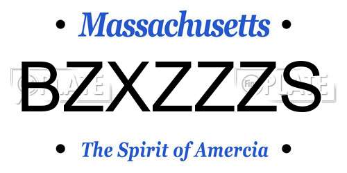 BZXZZZS Massachusetts License Plate