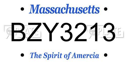 BZY3213 Massachusetts License Plate
