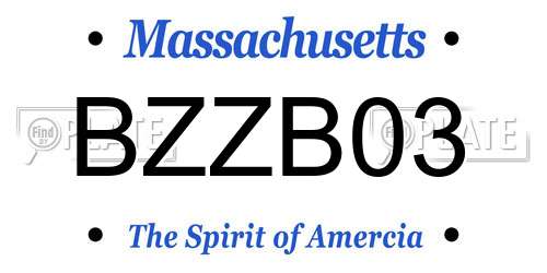 BZZB03 Massachusetts License Plate