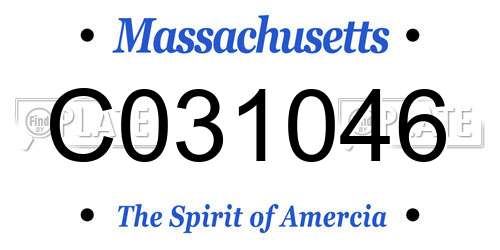 C031046 Massachusetts License Plate
