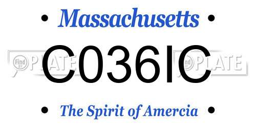 C036IC Massachusetts License Plate