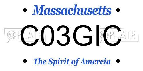 C03GIC Massachusetts License Plate