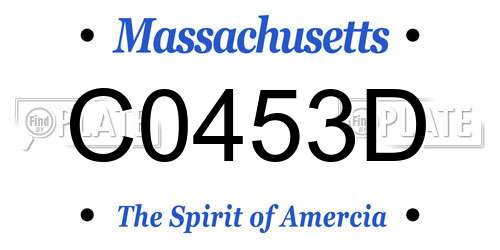 C0453D Massachusetts License Plate