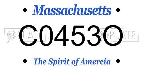 C0453O Massachusetts License Plate