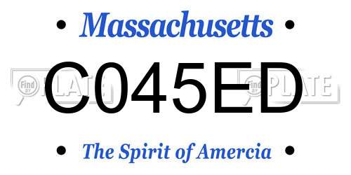 C045ED Massachusetts License Plate