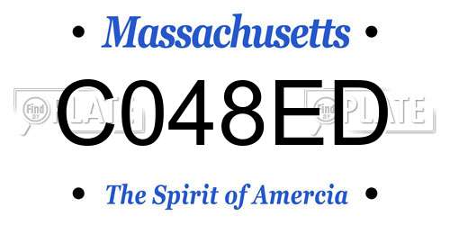 C048ED Massachusetts License Plate