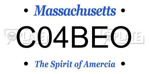 C04BEO Massachusetts License Plate