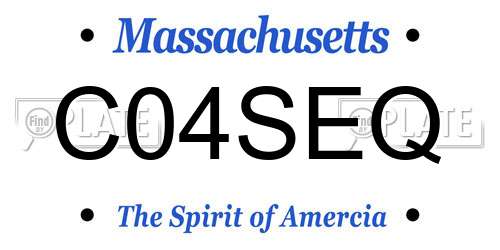 C04SEQ Massachusetts License Plate