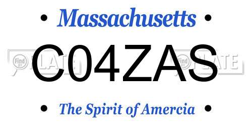 C04ZAS Massachusetts License Plate
