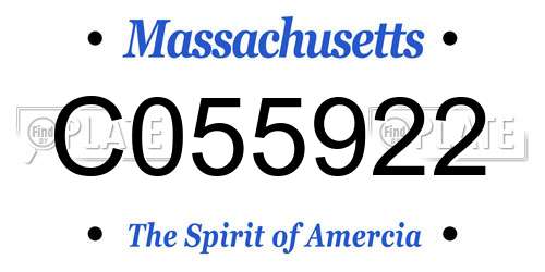 C055922 Massachusetts License Plate