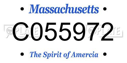 C055972 Massachusetts License Plate