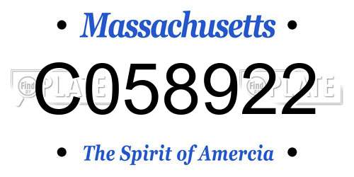 C058922 Massachusetts License Plate
