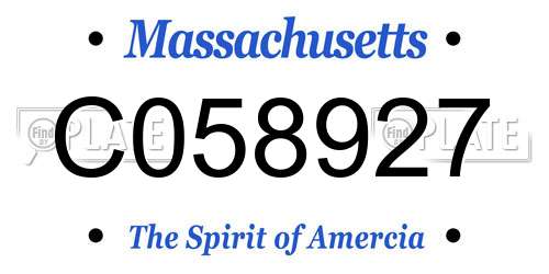 C058927 Massachusetts License Plate