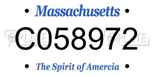 C058972 Massachusetts License Plate
