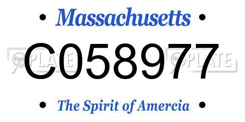 C058977 Massachusetts License Plate